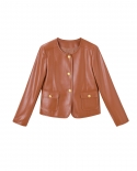 23 Autumn New Style French Temperament Slimming Design Commuting Small* Fragrance Loose Jacket Leather Jacket For Women 