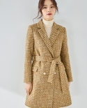 23 New Autumn Style Classic Retro Style Braided Plaid Tweed Jacket Mid-length Top Suit For Women 12681