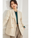 Shenghong 23 Autumn New Style Double-breasted Silhouette Lapel Loose Fashion Professional Formal Suit Jacket For Women 1