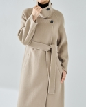 23 Winter New Style Stand Collar Simple And Elegant Wool Double-sided Woolen Coat Mid-length Autumn And Winter Coat For 