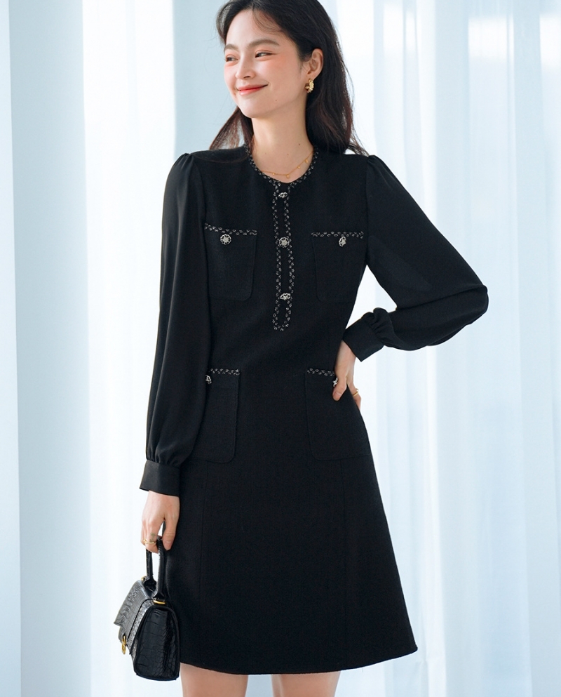 23 Autumn New Long-sleeved French Petite Style Fragrant Dress With Design Sense Of Waist Reduction, Age Reduction And Sl