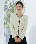 Xiao*scent Style Jacket For Women 23 Autumn Classic Embroidered Hepburn Black And White Contrast Style Wool Short Top Fo