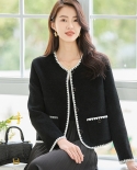 Xiao*scent Style Jacket For Women 23 Autumn Classic Embroidered Hepburn Black And White Contrast Style Wool Short Top Fo