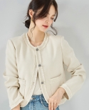 23 Autumn Short Style Petite Fragrant Style Coat With Exquisite Tassels Hand-made Welt Simple Round Neck Coat For Little