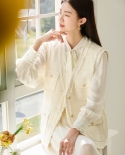 23 outono lã pequena * fragrância colete branco tweed versátil fino com decote em v colete jaqueta feminina 15186