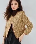 23 New Autumn Style Classic Retro Style Leather Braided Small * Fragrance Style Pattern Tweed Short Jacket Top 22028