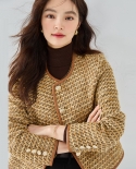 23 New Autumn Style Classic Retro Style Leather Braided Small * Fragrance Style Pattern Tweed Short Jacket Top 22028