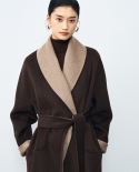 23 Otoño e Invierno nuevo estilo lana doble cara perfil heterocromático doble cara lana verde fruta Collar largo Coa