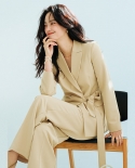 23 New Autumn Asymmetric Pleated Design Lace-up Slimming Elegant And Capable Commuter Suit Jacket 13860