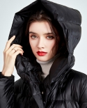 Down Jacket Women's Mid-length  And  Thickened Winter New Loose Slimming White Duck Down Hooded Women's Jacket