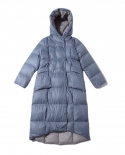 Down Jacket Winter Long Knee-length Hooded Thickened White Duck Down Loose Blue Double-breasted  And  Jacket Trendy