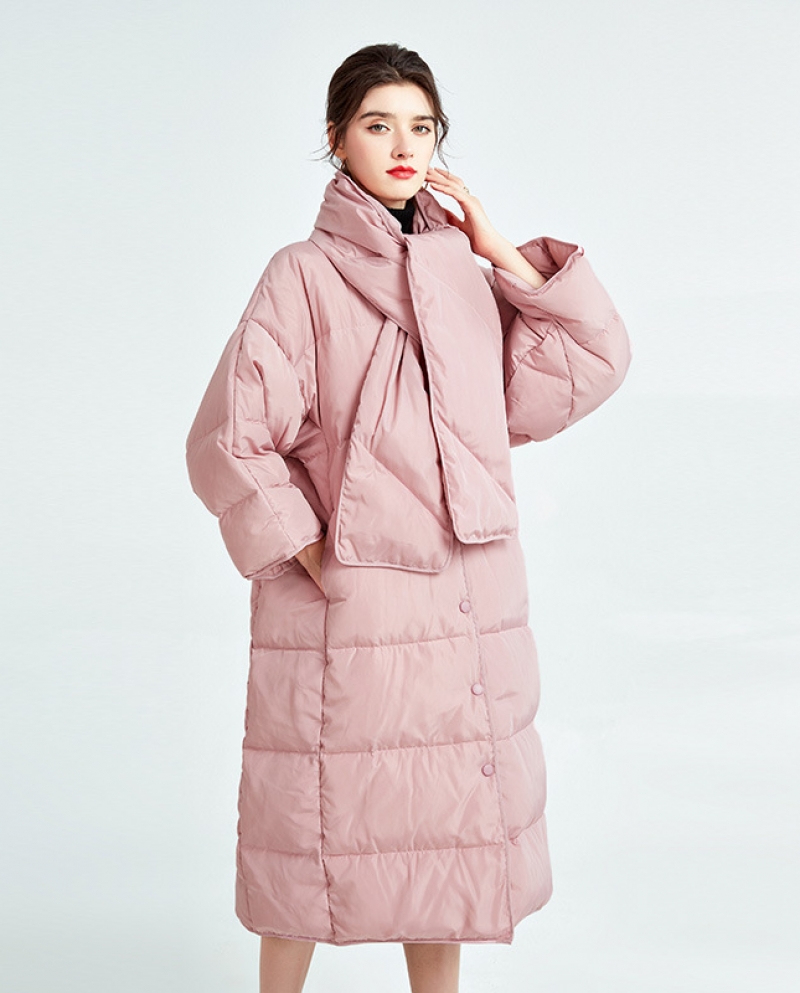 Down Jacket Women's New Style Stand Collar Loose Thickened Fashionable Casual 90 White Duck Down Warm Big Goose Bread Ja