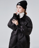 High-end Down Jacket Women's New Fashion Shiny Shirt Collar Loose Slimming Light Mid-length Autumn And Winter Coat