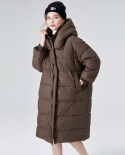 Long Down Jacket Over The Knee 90 White Duck Down Large Size Loose High-end Women's Hooded Thickened Fashionable  Style 