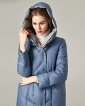Down Jacket Women's Mid-length New Autumn And Winter Hooded Thickened Fashionable Loose Cocoon Blue Jacket Wholesale