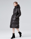 Down Jacket Mid-length New Style Thickened White Duck Down Women's High-end Fashion Waist Hooded Autumn And Winter Coat