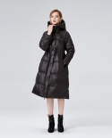 Down Jacket Mid-length New Style Thickened White Duck Down Women's High-end Fashion Waist Hooded Autumn And Winter Coat