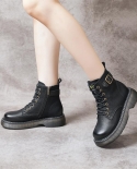 Boots For Women  Autumn And Winter New Style British Retro Style Front Lace-up Martin Boots Platform Thick-soled Soft-so
