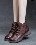 Autumn And Winter New Style Genuine Leather Boots For Women, Thick Heel, Soft Sole, Washed Top Layer, Soft Cowhide, Retr