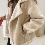 Veste d'extérieur à manches longues pour femmes, manteau bombardier décontracté, épais et chaud en agneau, à la mode, vêtements 
