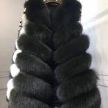 Chaleco de piel auténtica de zorro Natural de 70cm, abrigo de piel auténtica de zorro para mujer, Chaqueta larga de piel auténti