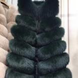 70 ס"מ מעיל פרוות שועל אמיתי טבעי ווסט נשים מעיל פרוות שועל אמיתי ז'קט ארוך פרווה אמיתית