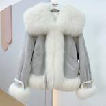 Nuevo abrigo de invierno para mujer, chaqueta con cuello de piel de zorro Natural de alta calidad, chaqueta con puños, plumón de
