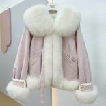 Nuevo abrigo de invierno para mujer, chaqueta con cuello de piel de zorro Natural de alta calidad, chaqueta con puños, plumón de