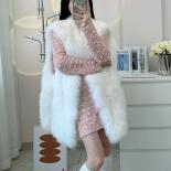 Moda Natural Real Fox Fur chaleco chaqueta abrigo Gilet mujeres medio largo invierno tejido Real Fox abrigos sin mangas