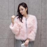 Hot Sale Fluffy Natural Ostrich Feather Coat Short Jacket Women Winter Overcoat  Real Fur