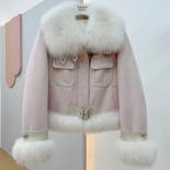 2023 Women's Winter Goose Down Jacket  Natural Fox Fur Collar Short puffer Jacket Coats Thick Outerwear Overcoat
