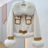2023 Women's Winter Goose Down Jacket  Natural Fox Fur Collar Short puffer Jacket Coats Thick Outerwear Overcoat