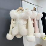2023 Winter New Haining Wool Woolen Overcoat Women's Short Down Jacket Real Fox Fur Collar Warm Young Coat