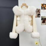 2023 Winter New Haining Wool Woolen Overcoat Women's Short Down Jacket Real Fox Fur Collar Warm Young Coat