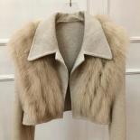 20223 Autumn Women Handmade Double Side Short Woolen Jacket White Fashion Real Fox Fur Warm Female Woolen Coat