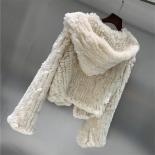 Knitted Genuine Rabbit Fur Coat Women Fashion Short Rabbit Fur Jacket Outwear Winter Fur Coat Free Shipping  Real Fur