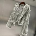 Knitted Genuine Rabbit Fur Coat Women Fashion Short Rabbit Fur Jacket Outwear Winter Fur Coat Free Shipping  Real Fur