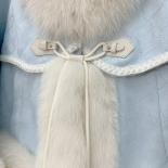 2023 Winter Women Coat Natural Fox Fur Collar Thick Suede Outerwear Warm New Fashion Real Fur Coat Goose Down Jacket