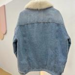 New Denim Jacket Women's Autumn Winter Loose All Match Real Mink Fur Collar 90% White Goose Down Coat Female Thickened