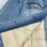 מעיל ג'ינס חדש לנשים סתיו חורף משוחרר הכל תואם צווארון פרווה מינק אמיתי 90% מעיל פוך אווז לבן נקבה מעובה