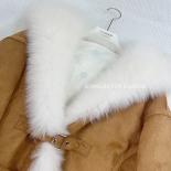 New Fashion Real Fur Coat Goose Down Jacket Winter Women Jacket Natural Fox Fur Collar Thick Suede Outerwear Warm 2023