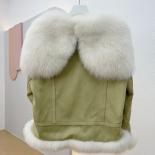 New Fashion Real Fur Coat Goose Down Jacket Winter Women Jacket Natural Fox Fur Collar Thick Suede Outerwear Warm 2023
