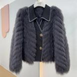 Fashion Real Fox Fur Coat Women Winter Jacket Temperament Double Sided Woolen Patchwork Short Thick Warm Natural Fur Out