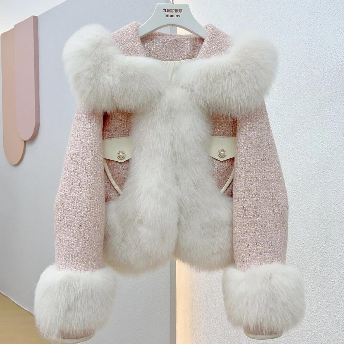 2023 Women Goose Down Jacket Real Fox Fur Collar Short Warm Thick Female Puffer Jacket Winter Luxury Parkas