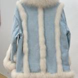 2023 New Winter Women Real Fox Fur Collar Thick Coats 90% White Goose Denim Down Warm Jacket Luxury Female Coat Streetwe
