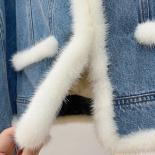 Winter Women's Denim White Duck Down Jackets With Natrual Real Mink Fur Lady  Fashion Luxury Female Coats Outwear