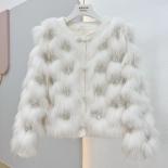 New Winter Fashion Pearl Woolen Classic Style Stitching Raccoon Fur Coat Women's Elegant Trendy Diamonds Fox Fur Short J