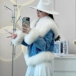 2023 Autumn Winter Women's Denim Jacket Goose Down Coats Natural Real Fox Fur Collar Outwear Luxury Female Puffer Jacket