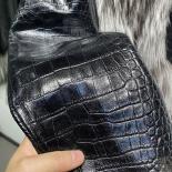 Real Fox Fur Collar Genuine Leather Jacket Women 2023 Autumn New Black Croc Pattern Leather Cropped Jacket Ladies