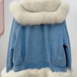 Jackets For Women 2023 Winter Coat Denim With Natural Fox Fur Collar White Goose Duck Down Liner